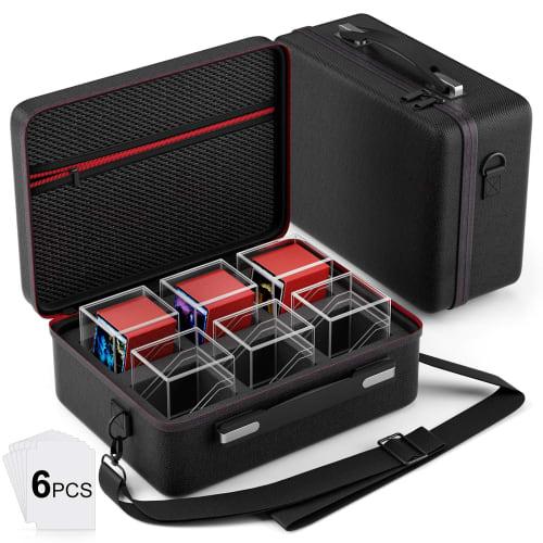 

Clear Commander Card Deck Box with Portable Case, 6 Dividers, Holds Over 600 Double-Sleeved Cards, for MTG, Yu-Gi-Oh! TCG