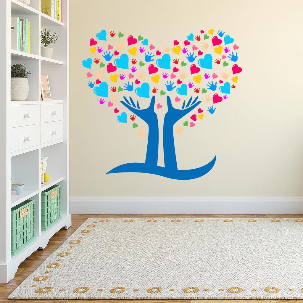 Heart Tree Wall Sticker Cute Creative Self-Adhesive Removable for Kids Bedroom Nursery Home Decor