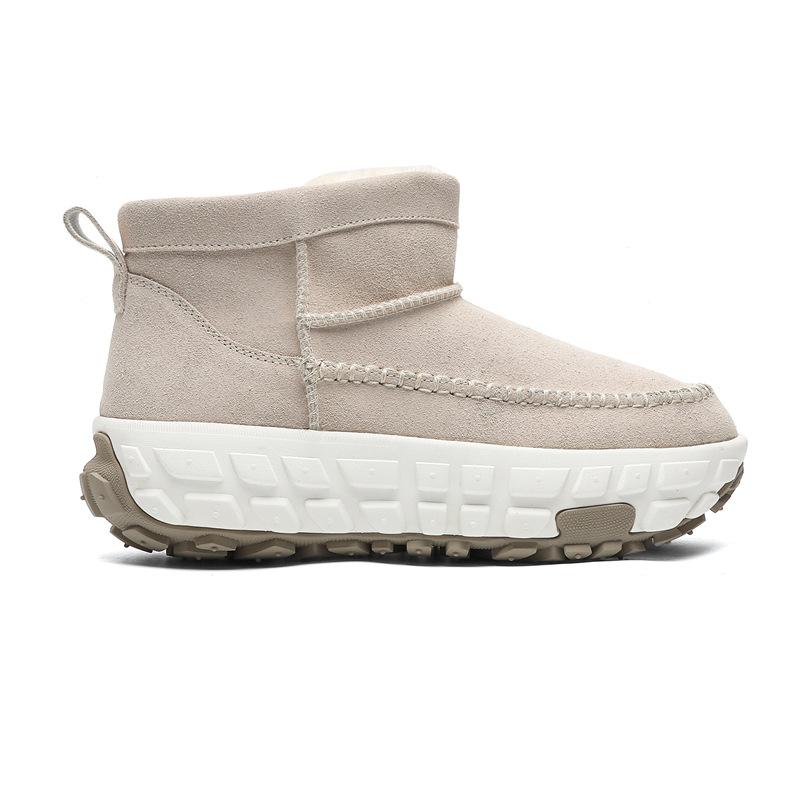 3336 Autumn and Winter Snow Boots Thick-soled Retro Leather Heightened Tire Shoes with Cotton Thickened Large Cotton Shoes