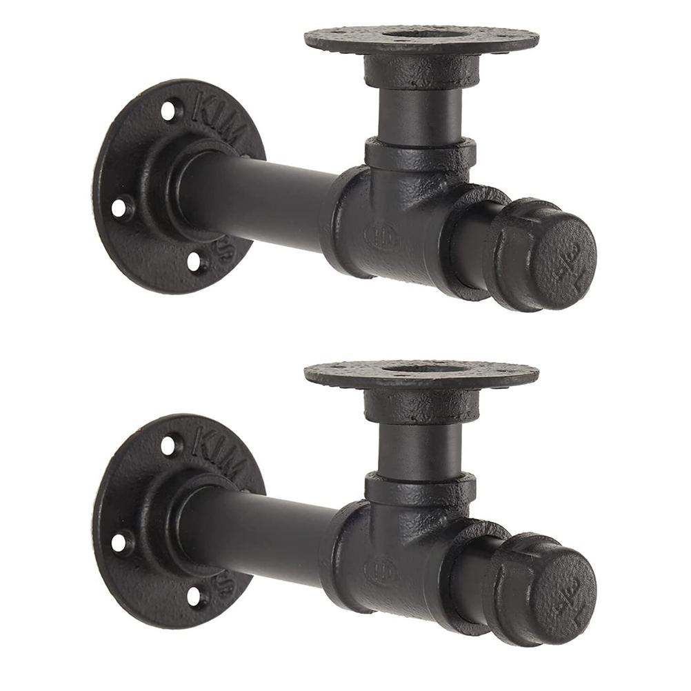 2Pcs Iron Shelf Brackets Wall-Mounted Shelves Brackets for Bedroom Garage Office DIY Floating Shelf Support Rustic Style