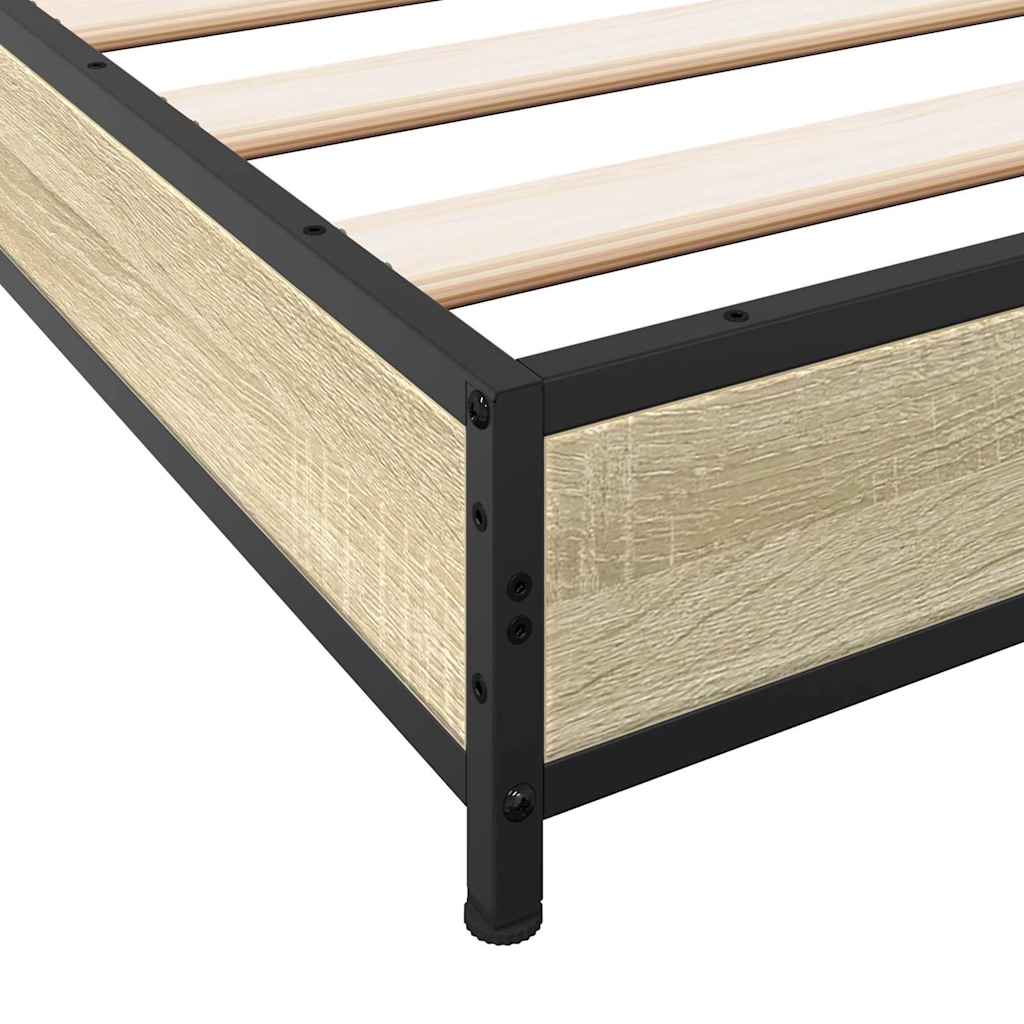 Bed Frame In Sonoma Oak Finish 120 X 200 Cm Made of Engineered Wood and Metal