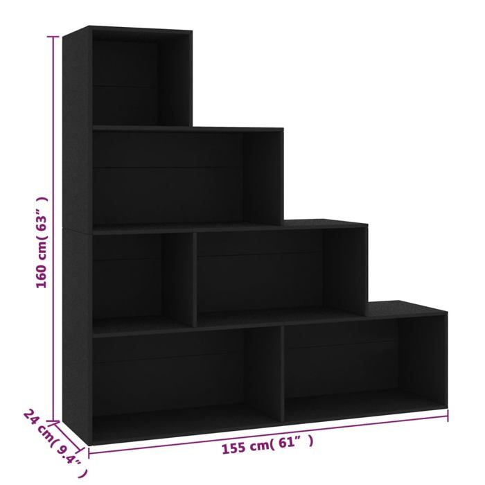 vidaXL Bibliothèque/Séparateur de pièce Noir Bois d’ingénierie 800658