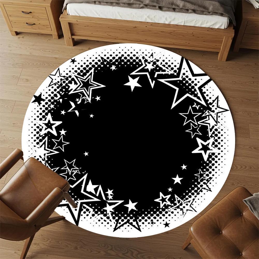 1PC star circle Office Round Area Rug, Under Office Chairs Bedroom Living Room Home Decor,Carpet for Office, -1110269
