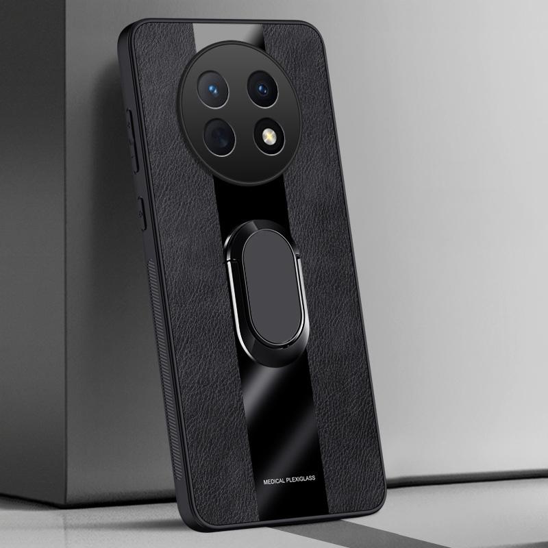 

Шкіряний чохол-тримач для кільця для Huawei Nova Y91 Y90 Задня кришка Розкішний магнітний силіконовий захисний чохол для телефону для Huawei Nova Y90 For Huawei Nova Y91 чорний