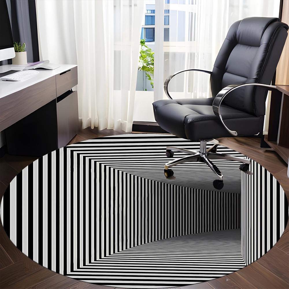1pc Optical Illusion Chair Carpet for Office, Round Non Slip Durable Large Size Office Carpet, Suitable for Office