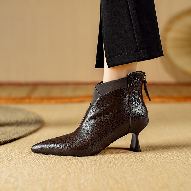 Fashion 2024 New Autumn Winter Women Boots Genuine Leather Short Boots for Women Fashion Pointed Toe Ladies Shoes Modern Chelsea Boots