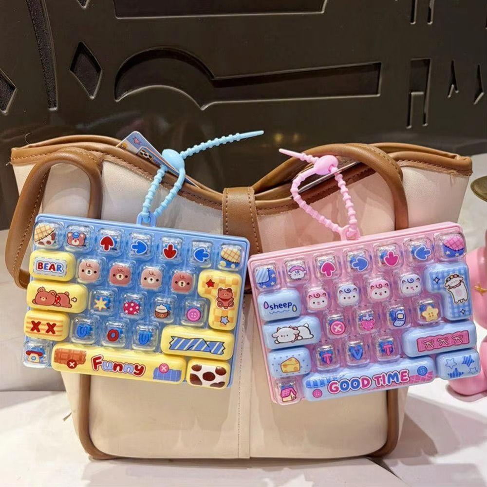 Transparent Dual-Tone Mini Keyboard Pendant 26-Key Keyboard Keychain Desktop Decoration