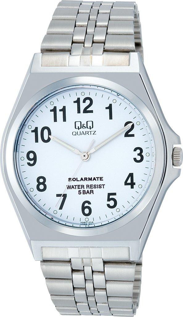 

Мужские часы Citizen Q&Q H980, аналоговые, солнечные, водонепроницаемые, металлический браслет, белые, часы