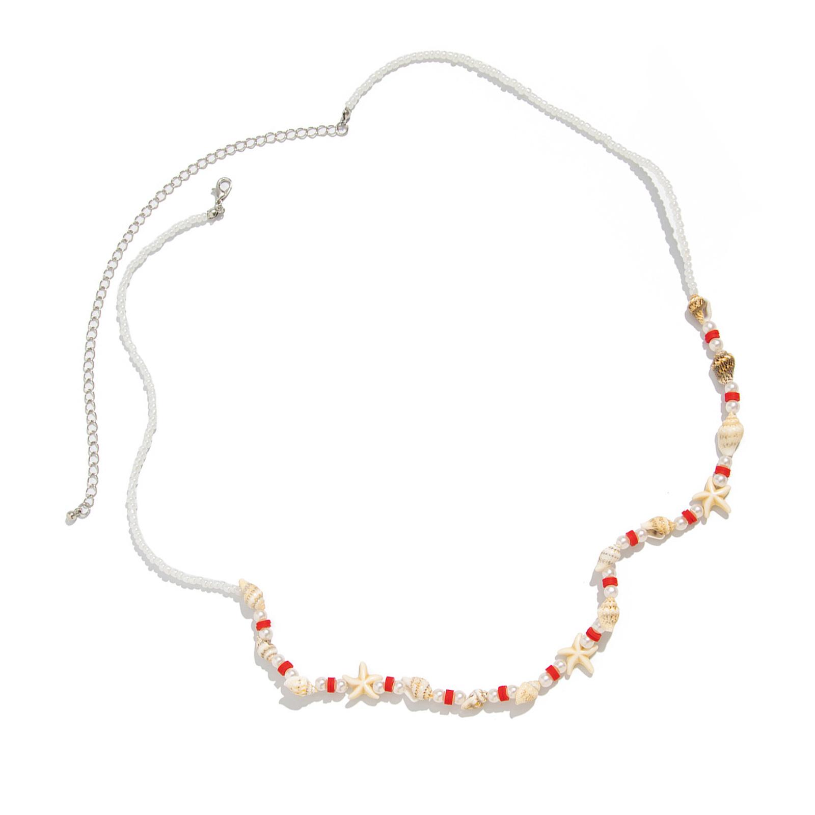 

Летняя пляжная цепочка для тела, регулируемая, с разноцветными бусинами, поясная цепочка, ювелирное изделие, многослойная цепочка на живот для женщин, девушек красный