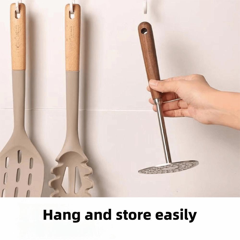 Wooden Handle Potatoes Masher Stainless Steel Avocado Masher Hand Tool Kitchen Tool  Kitchen