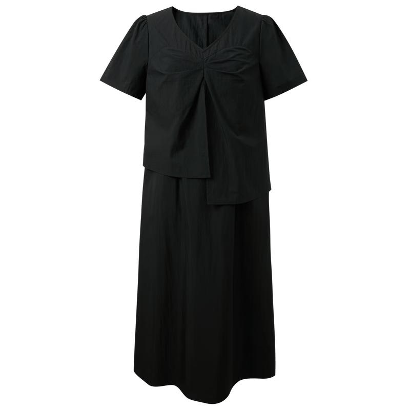 Sancai Plus Size Asymmetrical High-Waist Little Black Dress L