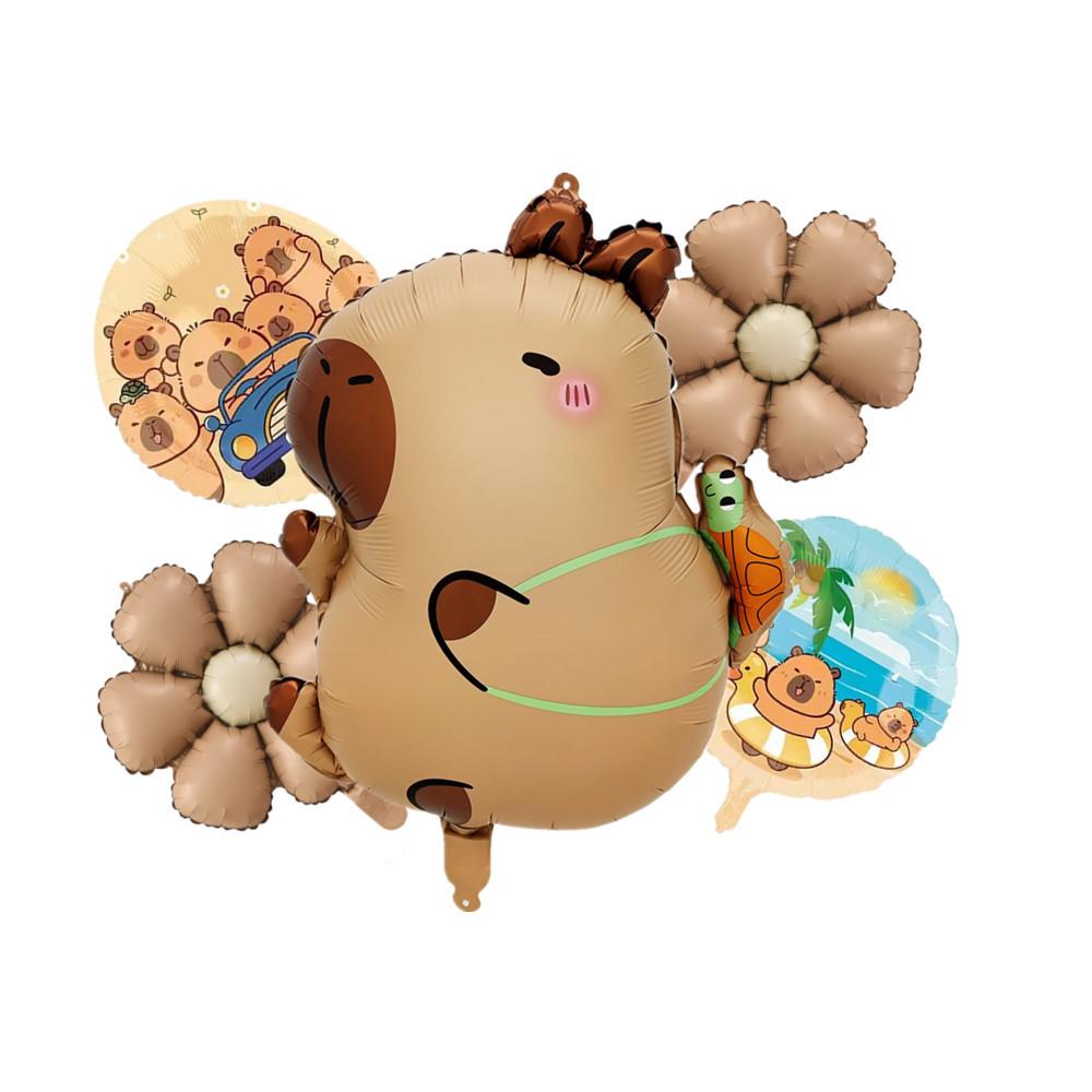 Animal Kapibara Birthday Daisy Flower Aluminum Film Latex Balloon Set Banquet Arrangement Supplies