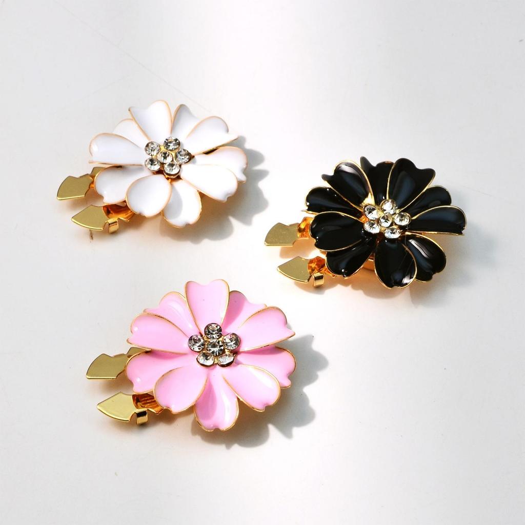Button Covers Decoration Rhinestone Clip Flower Shaped Button Covers For Jeans For Sewing Jeans Dress Fabric Blouse Clothing