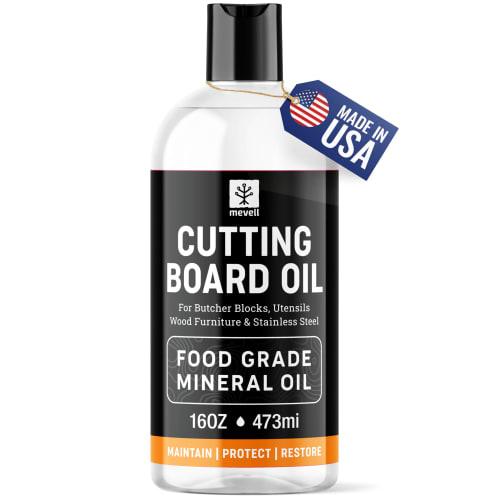 

Mevell Food Grade Mineral Oil for Cutting Boards, Butcher Blocks and Countertops, USP Food Grade Cutting Board Oil, Made in Canada
