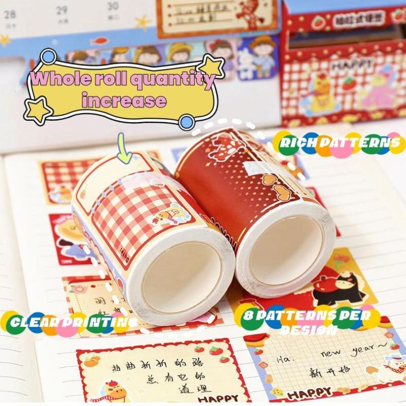 1/2Boxs Cute Pony Retractable Sticky Note Tape Has Stickiness Tearable Sticky Note Paper Cartoon Message Notes Stationery