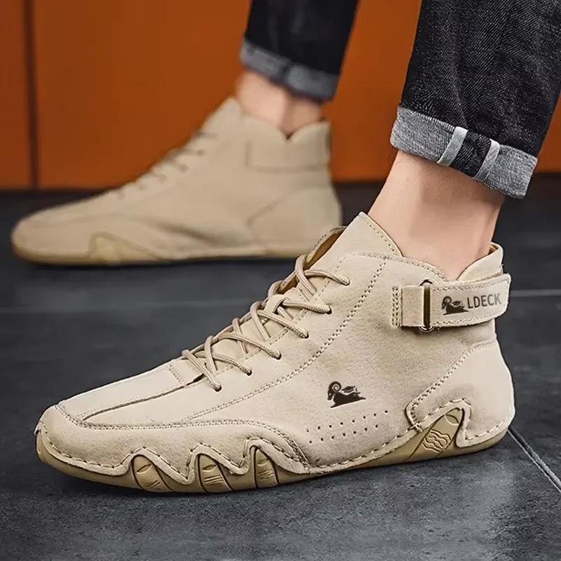 Herren High Top Schuhe Luxuriös Leichter Luxus Hohe Qualität Modisch Retro Bare Boots Training Büro Business Herren Flache Schuhe