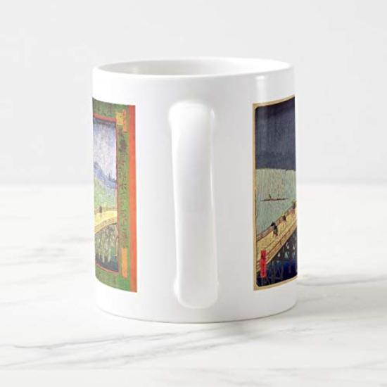 Utagawa Hiroshige and Van Hundred Famous Views of A Shower on the Great Photo mug Gogh's "One Edo Bridge" mug (Ukiyo-e series) (D)