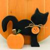 2pcs Wooden Cat Figurine Mini Animal Statue Halloween Black Cat Ornament  Landscape