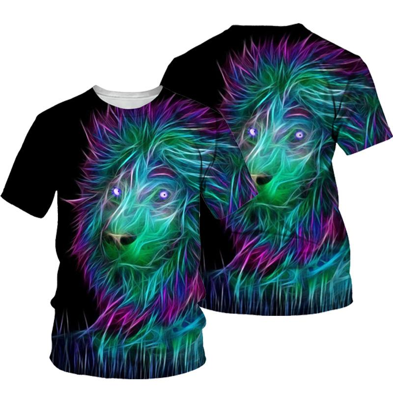 3D Lion Print T-shirt Men Summer New O Neck Short Sleeve Tees Tops Fashion Style Male Clothes Casual T-shirts