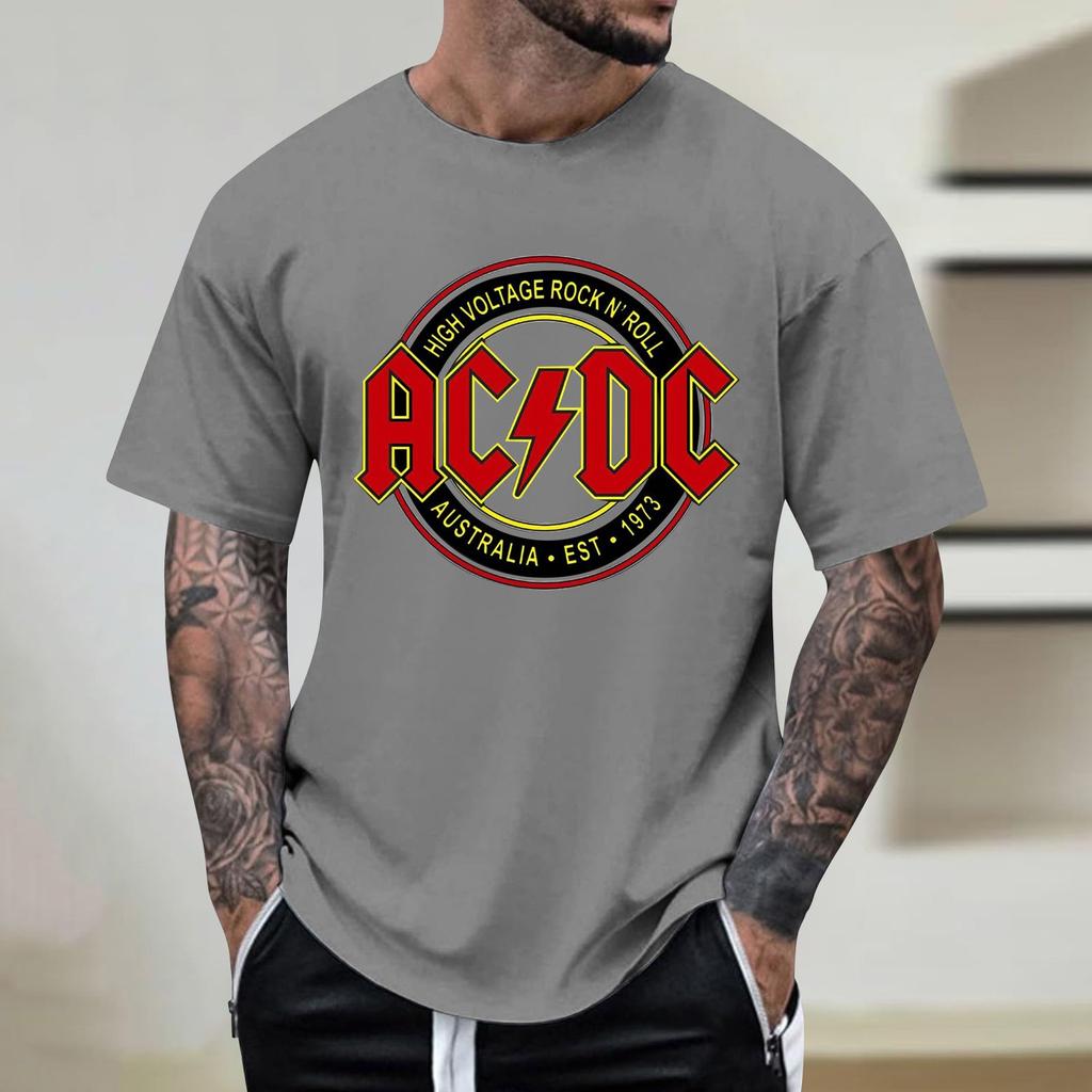 Maglietta estiva da uomo con stampa 3D di lettere, scollo tondo, manica corta