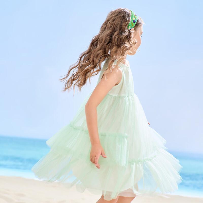 Montagut Kids' 2026 Summer Girls' Spliced Mesh A-line Dress