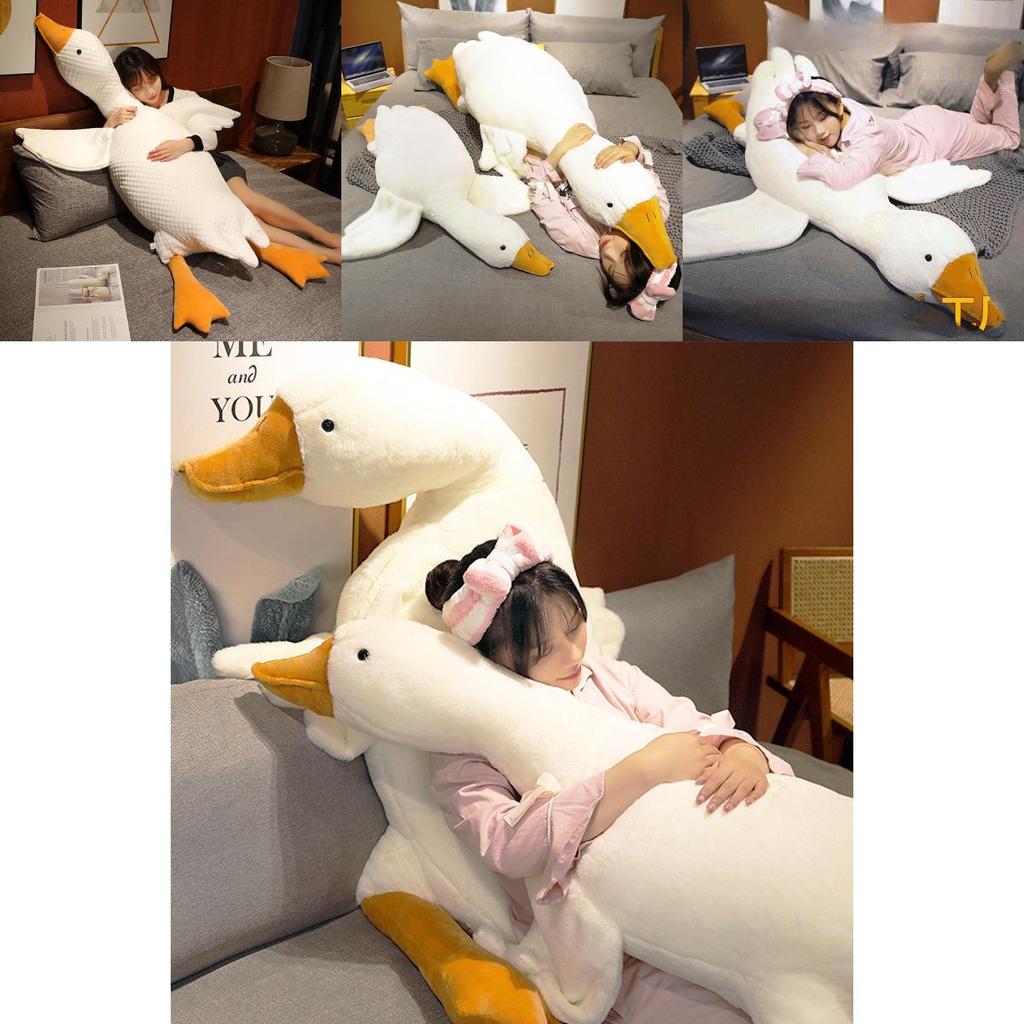 Adorable Large White Goose Plush Pillow Soft And Cuddly With Cozy Filling For Bedroom