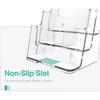 Brochure Holder 6x9 Inch 3 Tier Acrylic Literature Holders Clear Plastic Flyer Display Stand for Pamphlets, Booklets, Menus, Multi Purpose Organizer