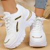 Strappy Block Heel Single Shoes Autumn New Round Toe Colorblock Platform Non-Slip Versatile Sneakers