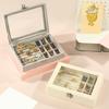 Compartment Jewelry Storage Box with Ring Rolls, Soft Lining and Hinged Lid for Dresser Top and Vanity Storage