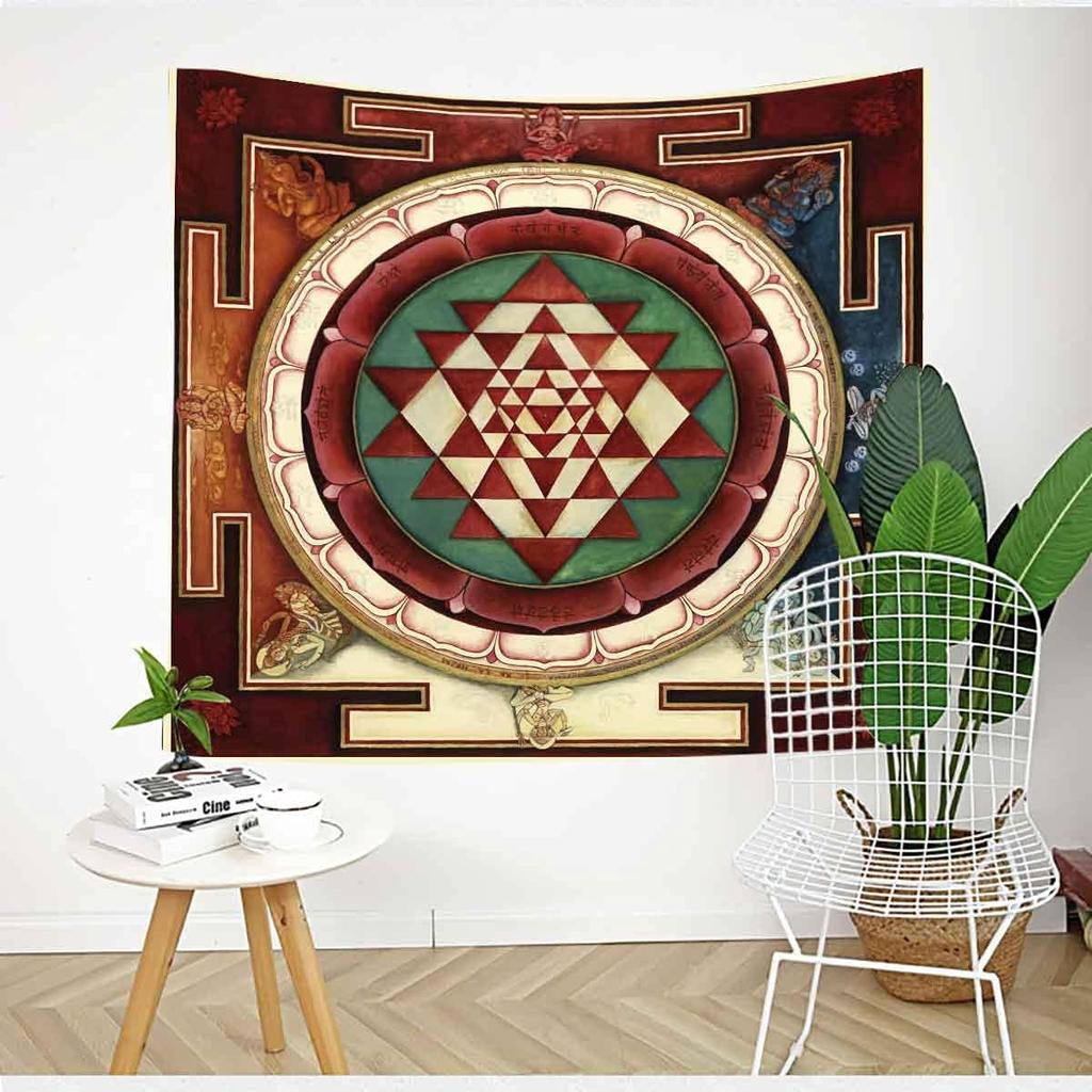 Mandala Yoga Meditation Tapestries Sacred Geometry Wall Decor Art Wall Hanging for Dorm Living Room Bedroom 60X60 Inches