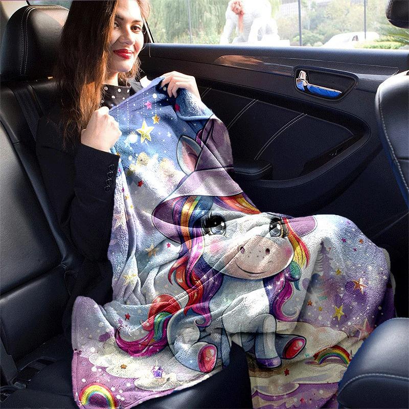 1pc Unicorn Printing Lightweight Flannel Blanket, Comfortable and Warm Blanket, for Camping Sofa Bed and Couch Office, Suitable for Gift Blan