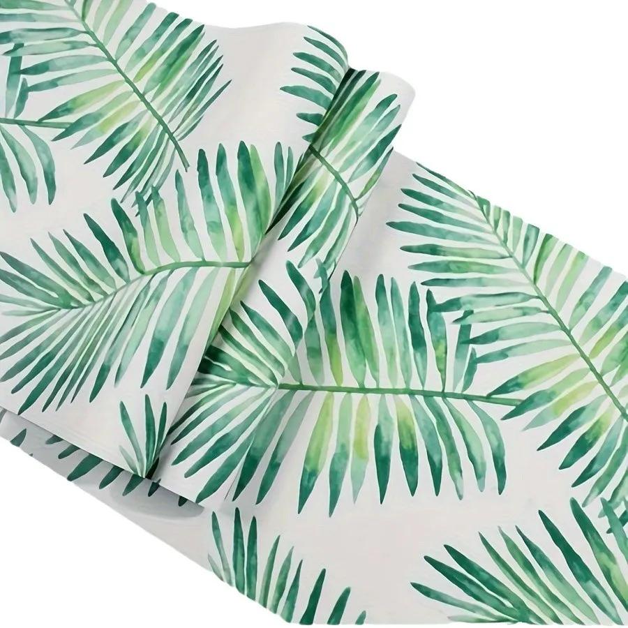 Tropical Palm Peel and Stick Wallpaper Removable Green White Vinyl Self Adhesive Wallcovering for Living Room Bedroom home decor