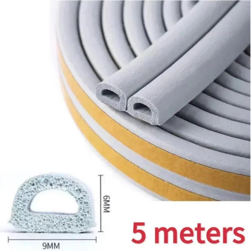 1 Roll 5M Door Window Seal Strip DIEP Self-adhesive Acoustic Foam Sealing Strip Tape Insulation Windproof Rubber Weatherstrip