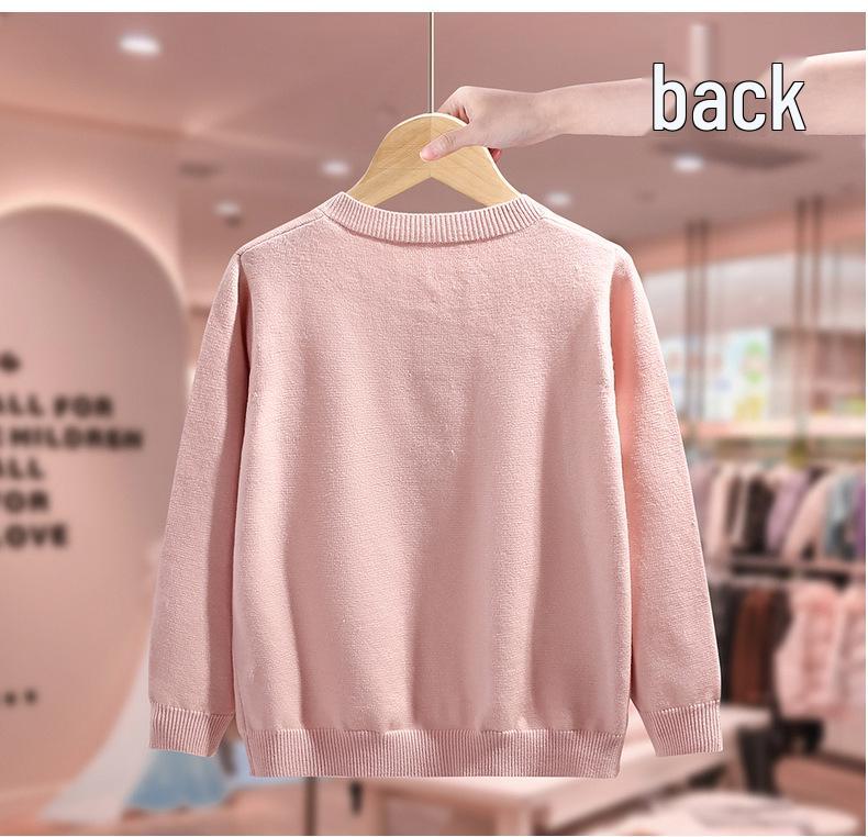 Girls' 2025 Spring/Autumn Round Neck Cardigan: Stylish Single-Breasted Knitwear