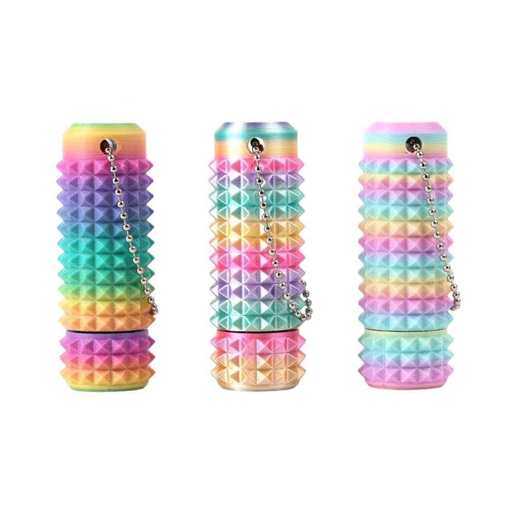 Portable Mini 3D Printed Spiky Fidget Toy Keychain 360 Degree Rotate Stress Relief Sensory Toy for Autism ADHD Adults Teenagers Gift