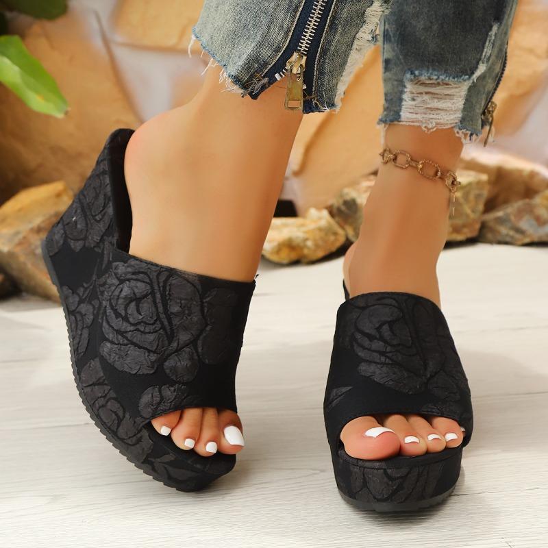 Fashion Super High Heel Platform Slippers Summer New Round Toe Open Toe Platform Non-slip Wear-resistant High Heels