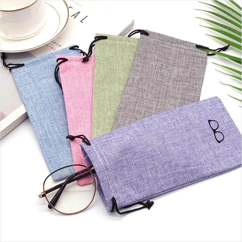 5/10/20Pcs Portable Linen Fabric Pouch For Sunglasses Bag Multi-Functional Eyeglasses Case Optical Glasses Lanyard Cloth Bags