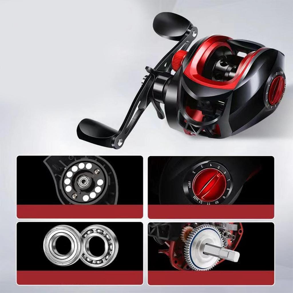 Baitcasting Gear Metal Construction Long-Casting Reel, Lightweight, Smooth, Powerful, Explosion-Proof, 7.21 Ratio, Portable, (Left-Handed)