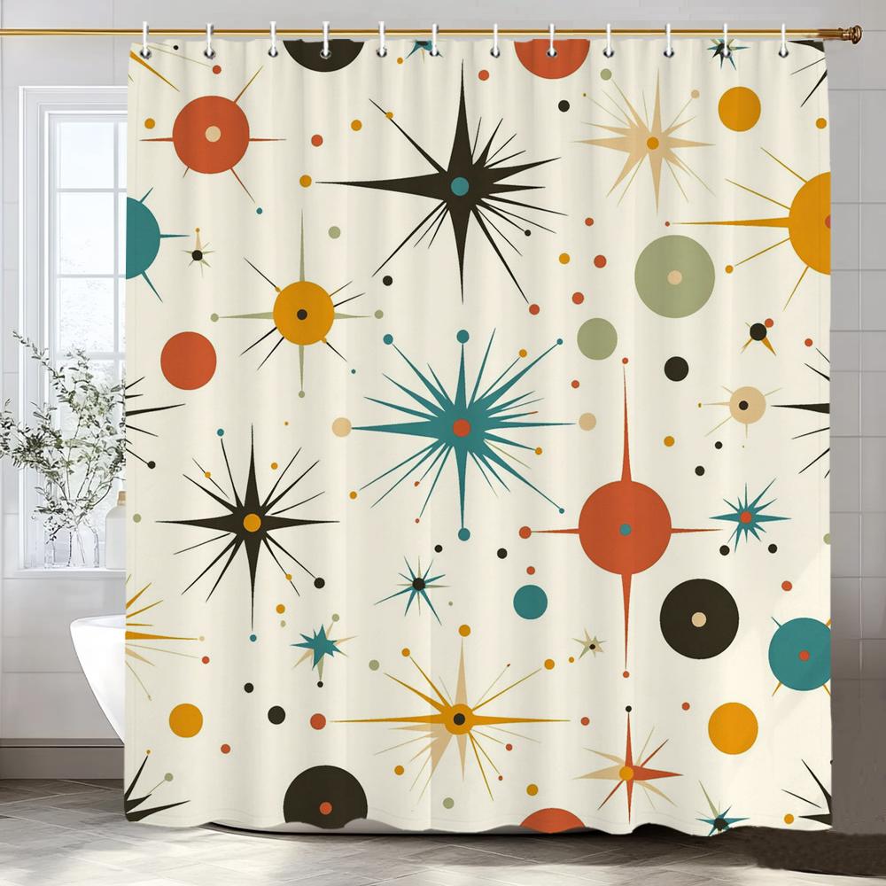 Modern Abstract Stars Art Shower Curtain Printed Fabric Bathroom Decorative Shower Curtain Home Decoration Curtain With Hooks