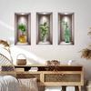 Grüner Pflanzen Wandaufkleber 3D Topfpflanze Blume Triptychon Malerei Poster Wohnzimmer Foyer Dekoration Wandloch Reparaturaufkleber