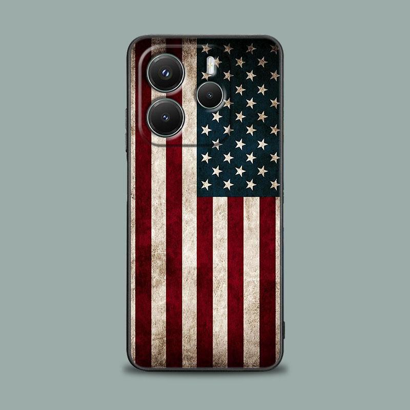 Phone Case for Xiaomi Redmi 15C 14C 12C 13C Redmi Note 15 14 13 12 11 10 Pro Plus 12S Silicone Soft Cover American USA Flag Star
