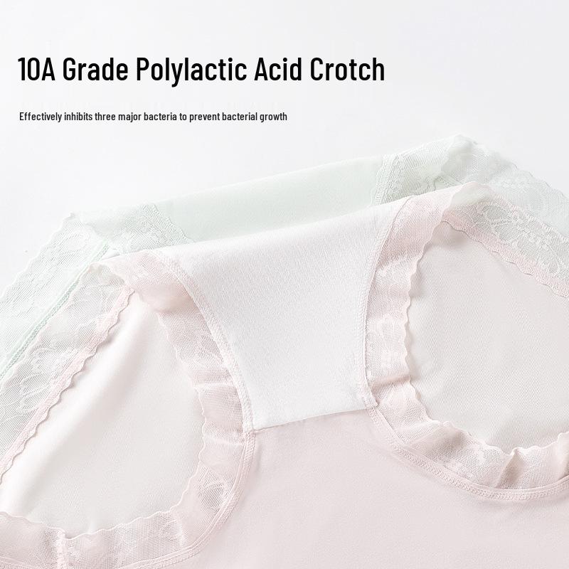 10A Antibacterial Seamless Women's Ice Silk Underwear with Lactic Acid Crotch, Camellia Design, Ultra-thin, High Elastic, Breathable Briefs