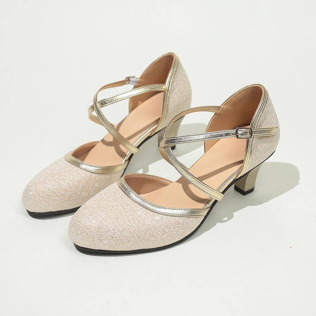 New comfortable dance shoes adult high-heeled dance shoes breathable square dance shoes stage performance waltz