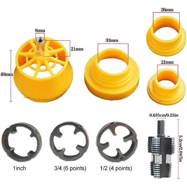 PVC Thread Maker Tool for Electric Drill - Plastic Pipe Tap Die Set with 3 Dies,1/2", 3/4", 1", Electric Drill Water Pipe Threader Plumbing Tool for