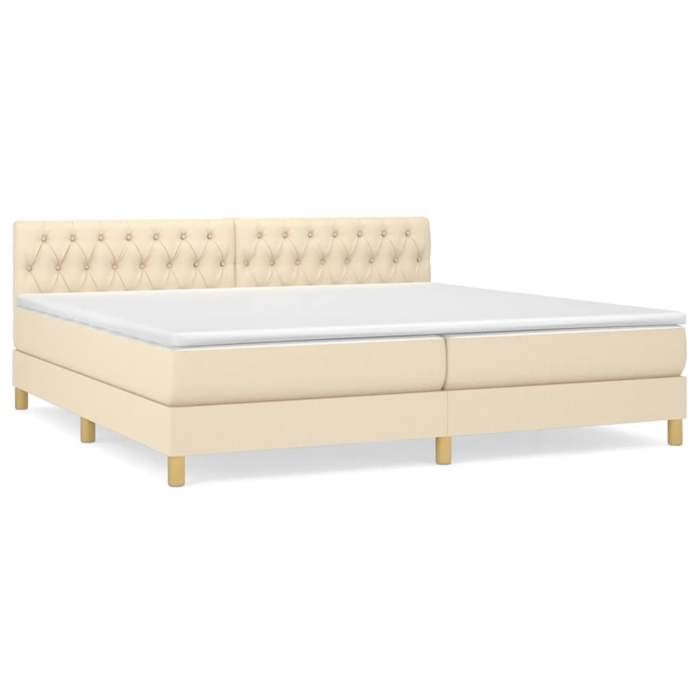 3140886 vidaXL Divan Bed with Mattress Cream 200x200 Cm Fabric
