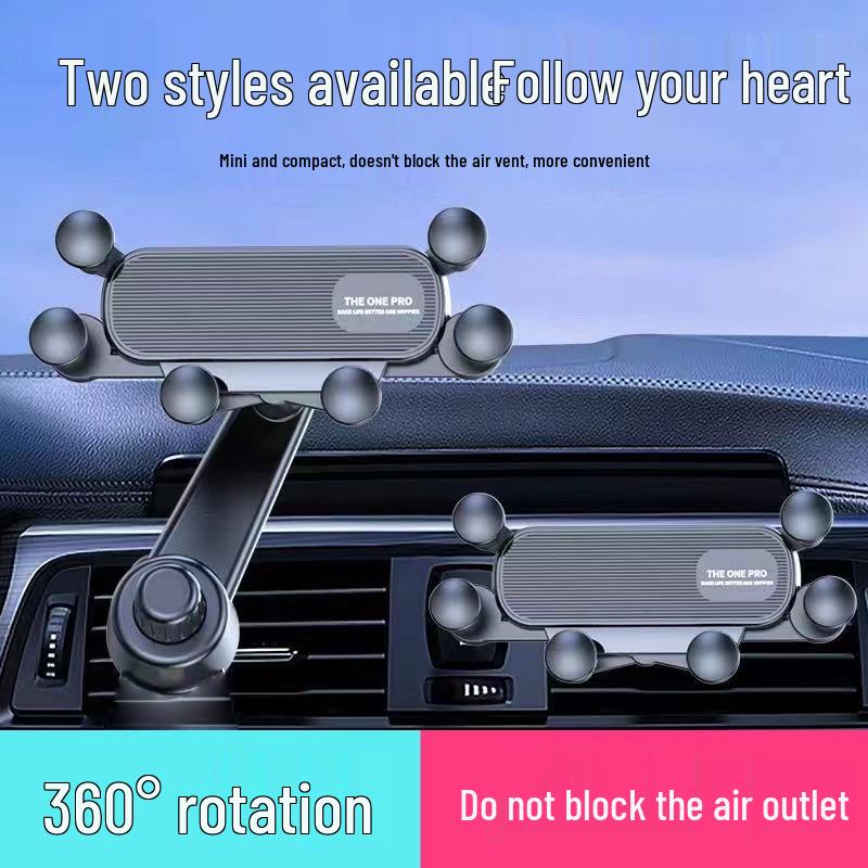 Six-Point Gravity Car Phone Holder with Anti-Shake Hook for Air Vent.