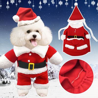 Evcil Hayvan Komik Giysiler Noel Giysileri Sıcak Polar Mont Yavru Köpek Modası Noel Giysileri Noel Baba Ayakta Kostüm Yeni