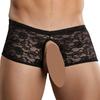 Boxer Bottomless Lace Crocthless Black - Male Power - LACE
