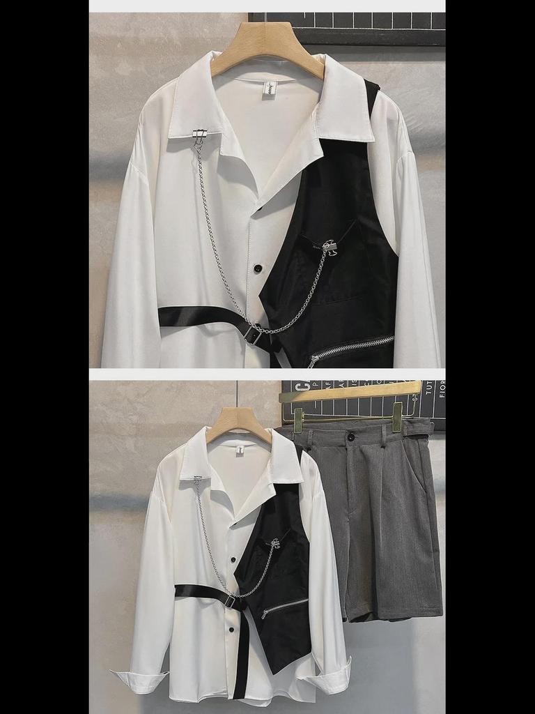 Men’s High Street Design Long Sleeve Loose Fit Jacket