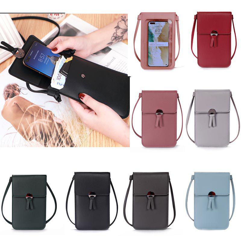 Women Transparent Touch Screen Mini Phone Pouch Shoulder Strap Mobile Bag With Snap Closure